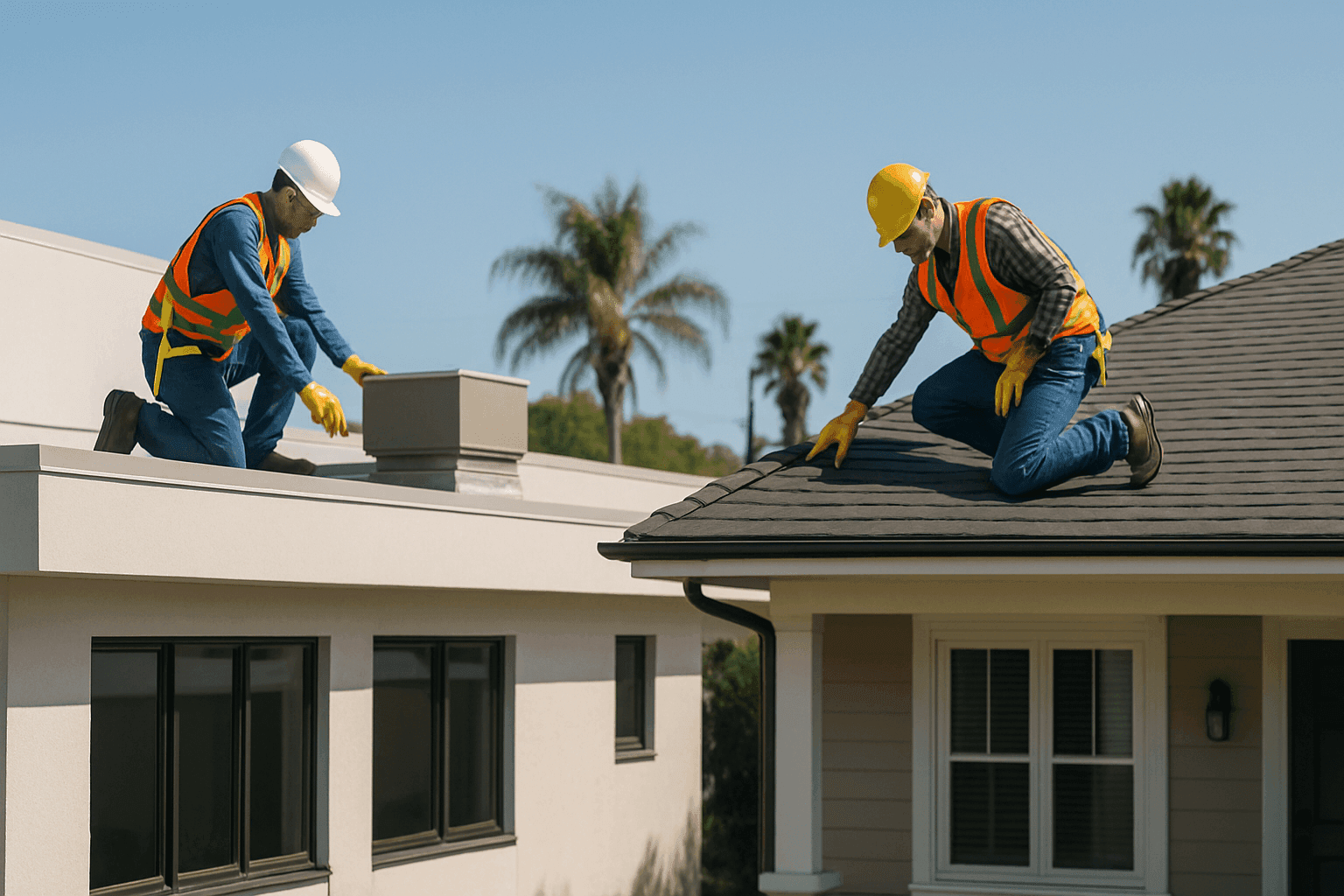 Comparación de techos planos y a dos aguas en edificios residenciales y comerciales